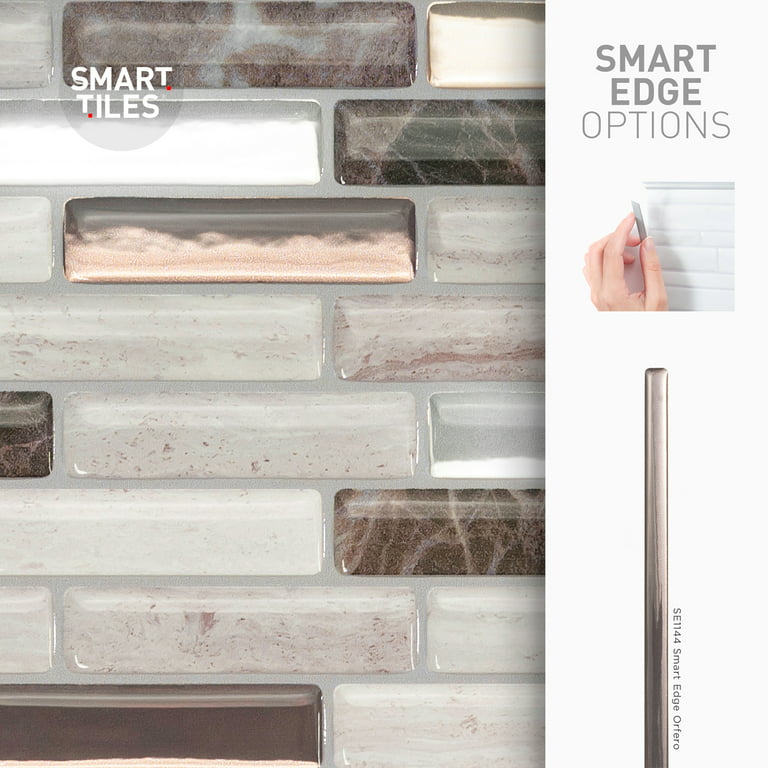 Smart Tiles Smart Edge Peel & Stick Finishing Trim, Silver