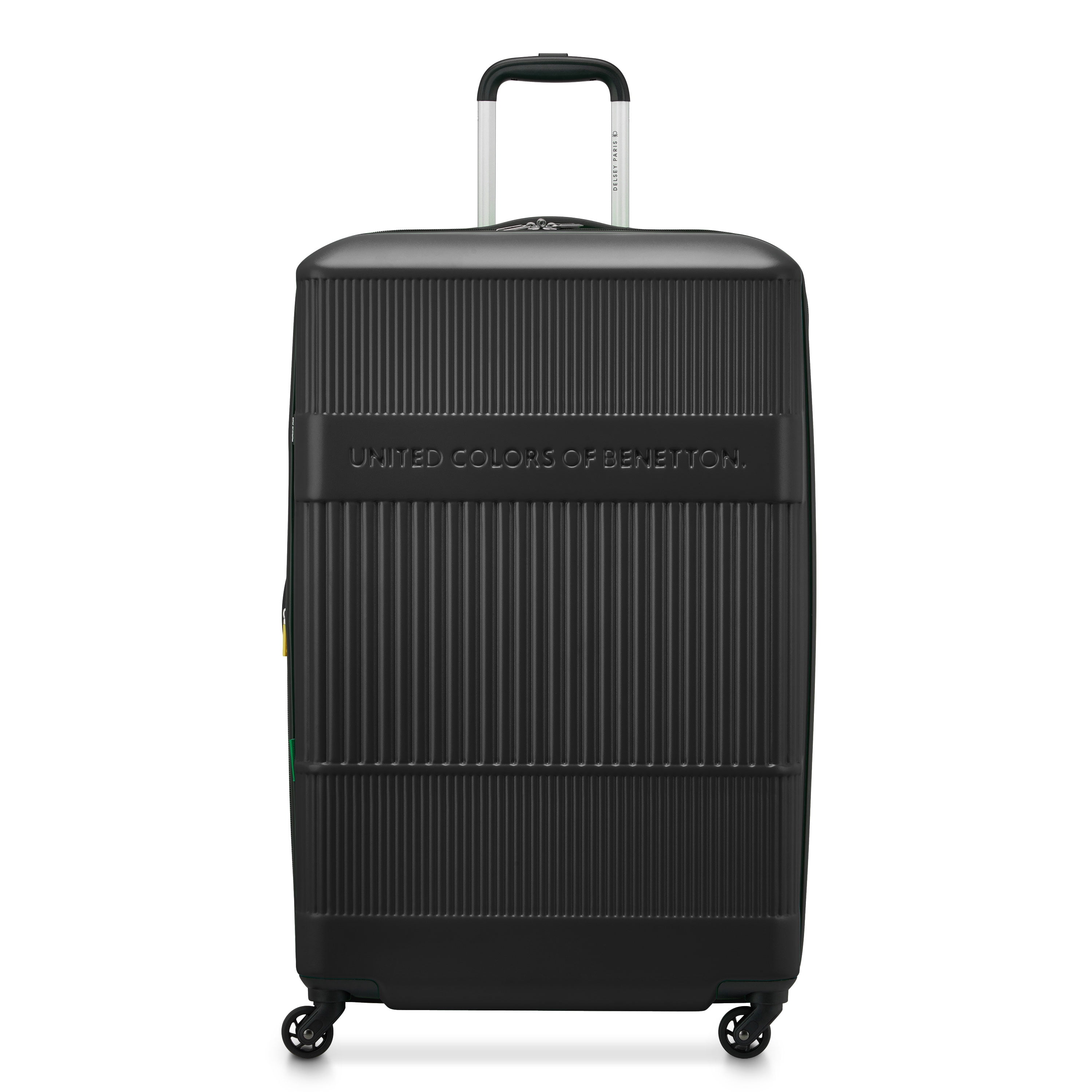 United Colors of Benetton x Delsey Paris, Ribbed Hardside 29" Expandable Checked Spinner Luggage, Black