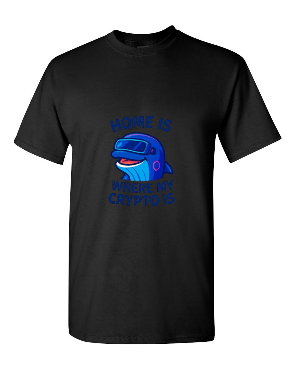 Home Is Where My Crypto Is Bitcoin Ethereum Blockchain Investor Finance T-Shirt, for men & women, up to size 5XL