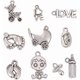 thumbnail image 1 of Colgantes de aleación de estilo tibetano mixto de 200 g para regalos de nacimiento y bautizo, en plata, 15-24 x 7,5-14 x 2-10 mm, agujero: 2 mm., 1 of 7