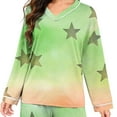 thumbnail image 7 of qelini Plus Size Pajama Sets for Women Cute Print V Neck Long Sleeve Shirt and Pant Sleepwear Soft Cozy Loungewear, 7 of 7