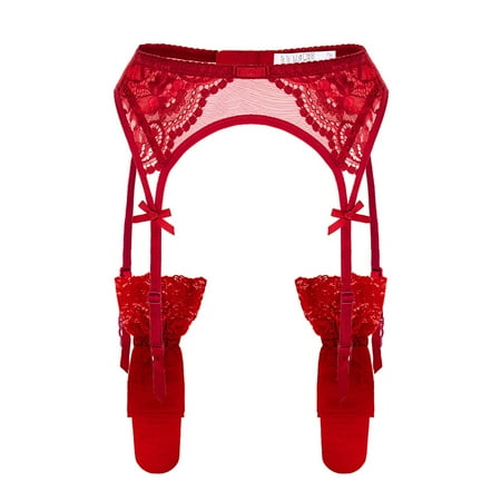 

Women s Lace Garter Belt Metal Clips Suspender Belt and Stockings