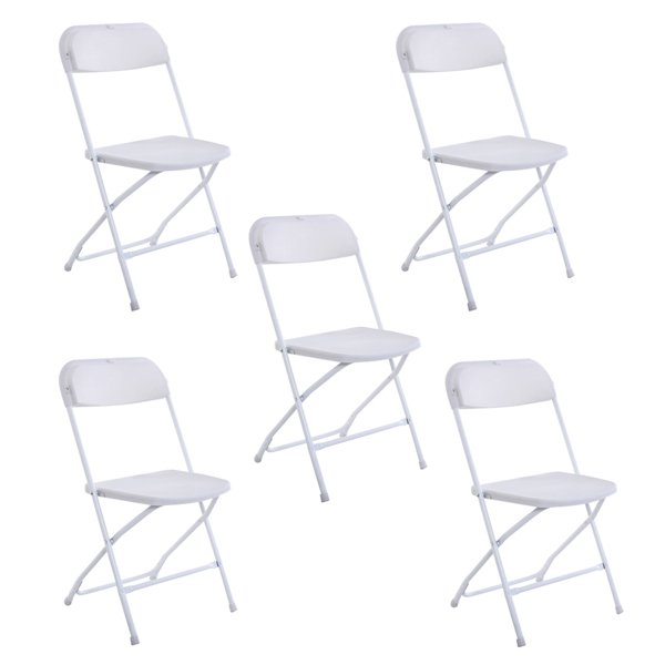 5 Pack 350 lb. Capacity Black Plastic Folding Chair