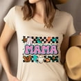 thumbnail image 4 of Mama Graphic T-Shirt | Cute Spooky Checkered Print Tee for Women, CarolinaBlue, Size S, 4 of 6
