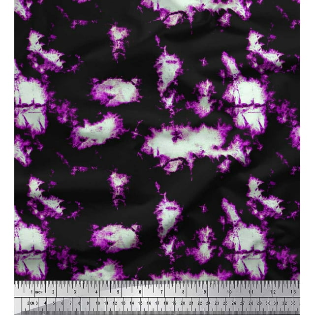 Soimoi Purple Georgette Viscose Fabric Abstract Tie-Dye Printed Fabric 1 Yard 44 Inch Wide