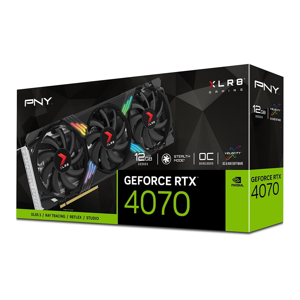 PNY GeForce RTX™ 4070 GPU 12GB XLR8 Gaming VERTO EPIC-X RGB™ Triple Fan DLSS 3 Graphics Card