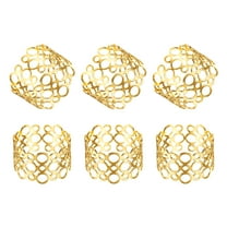 Uxcell 6 packs Gold Napkin Rings Round Metal Hollow Napkin Holder for Dinner Table