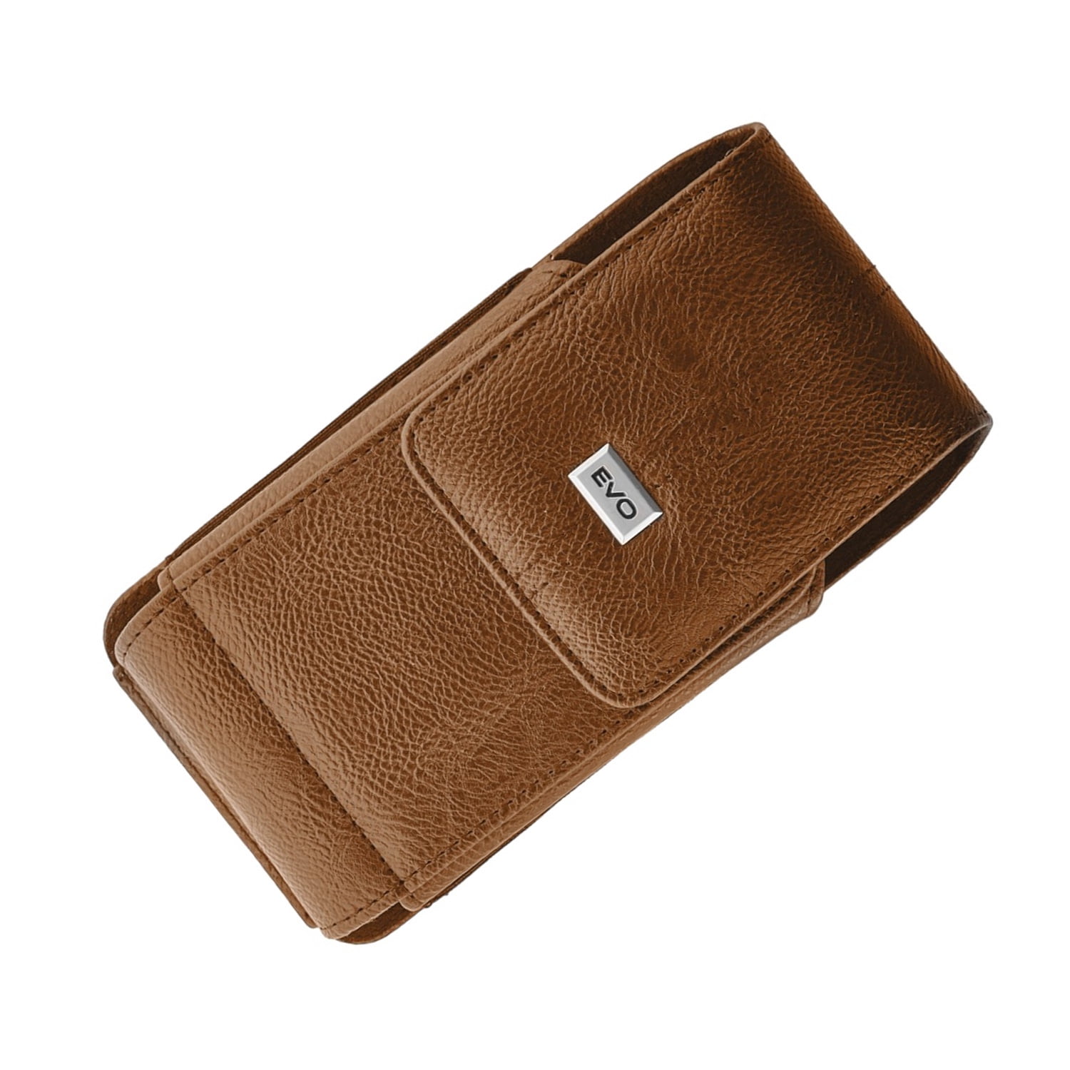 EVO 7.2" Vertical Magnetic Leather Cell Phone Belt Clip Pouch - Brown