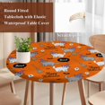 thumbnail image 4 of Orange Halloween Round Tablecloth, Fitted Table Cover with Elastic for 55"-60" Round Tables, Cat Bat Ghost Pumpkins Table Cloth Outdoor Indoor Dinning Party Waterproof Tablecloths, 4 of 7