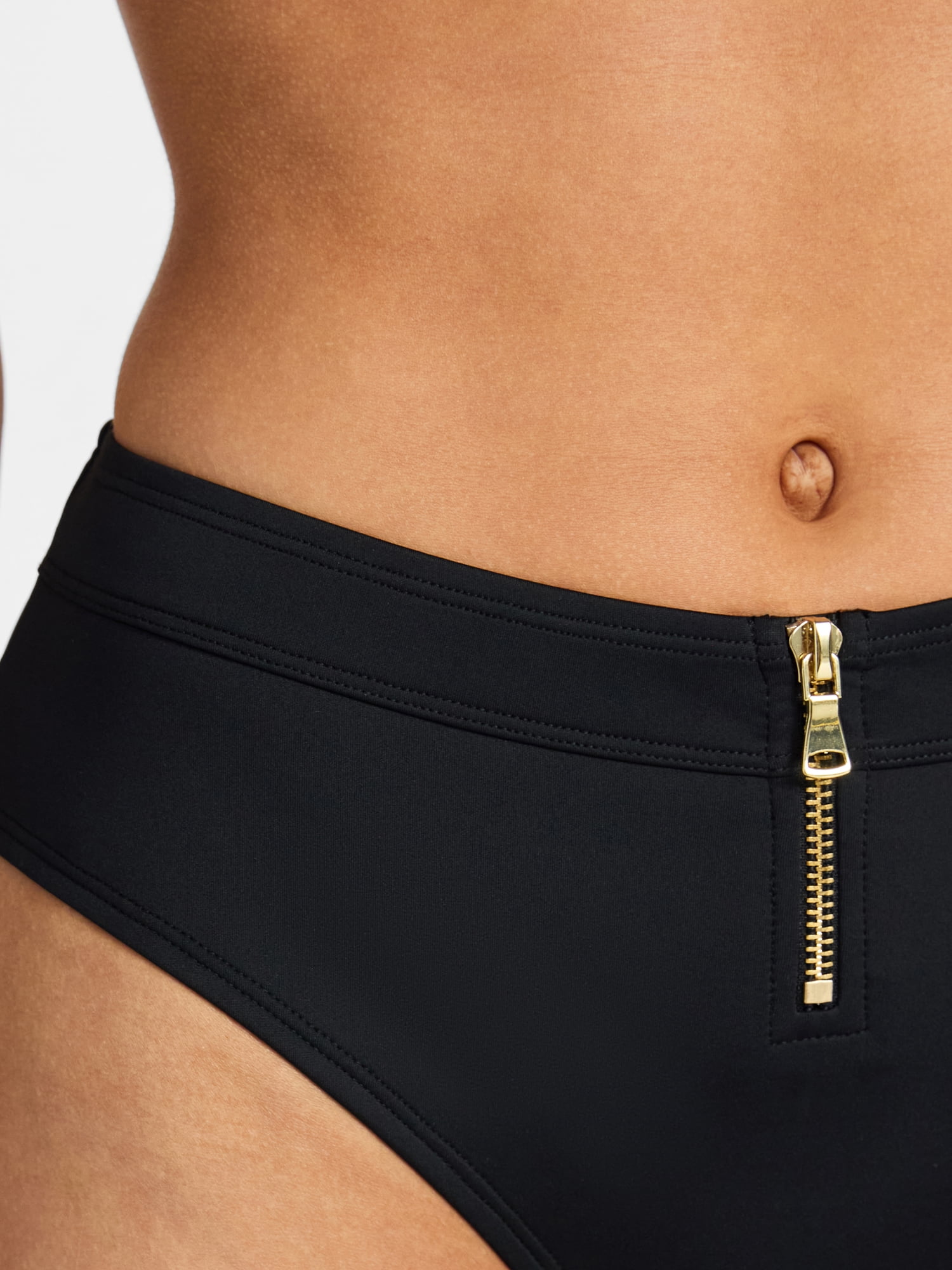 Time and Tru Women's and Women's Plus Size Compression Zipper Bikini Bottoms, Sizes XS-3X