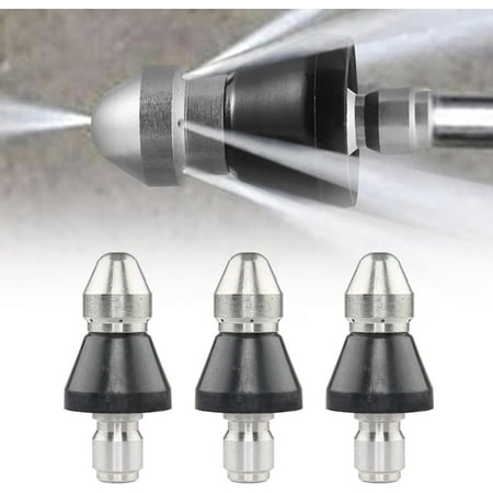 HARPI Stainless steel Washer Sewer Spout Nozzle 1/4 Inch Cleaning Sprayer Pipe Unclog Cleaning Accessories for Lawn and Garden 3x cleaning nozzles P