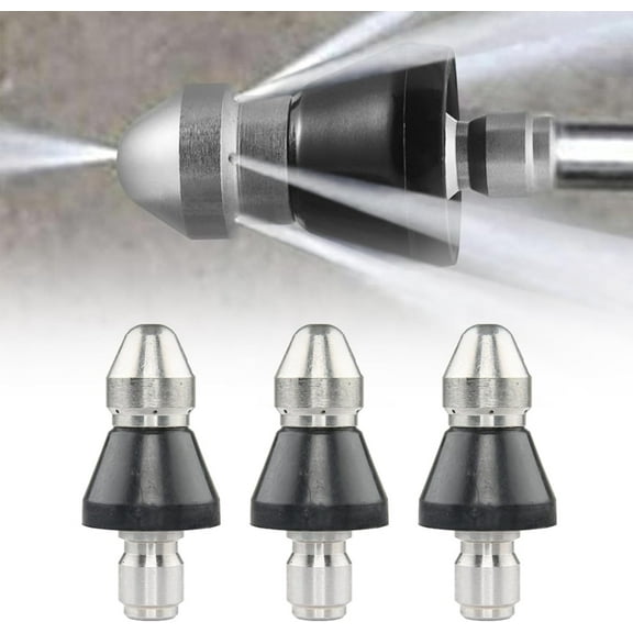 3PC Sewer Cleaning Tool High-Pressure Nozzle, Washer Sewer Spout Nozzle 1/4 Inch Cleaning Sprayer Pipe Unclog Cleaning Accessories, Sewer Jetter Kit For Pressure Washer