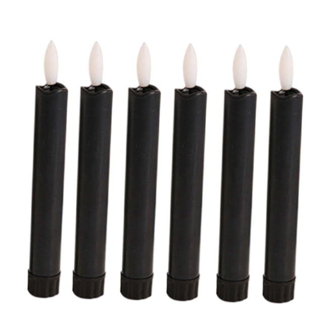 DOLITY 6 Pcs LED Pillar Candles, Flickering Taper Candles, Warm and Romantic Decorative Black