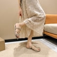 thumbnail image 4 of YgkuHd Women's Summer Slippers,Women's Fashionable Casual Versatile Trendy Flat Decorative Sparkly Plus-Size Shoes Spring/Summer Comfortable Slippers for Summer Season, Daily Wear, 4 of 6