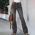thumbnail image 6 of Women's Casual Pants Comfortable Stretchy Denim Flared Trousers High Waist Bootcut Everyday Elastic Jeans Pants for Relax Fit,Color:GY2,Size:M, 6 of 6