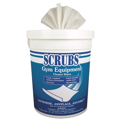 SCRUBS Gym Equipment Cleaner Wipes 6 x 8 White 230 Wipes/Bucket 6