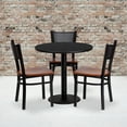 thumbnail image 2 of Flash Furniture 30'' Round Black Laminate Table Set with 3 Grid Back Metal Chairs - Cherry Wood Seat, 2 of 3