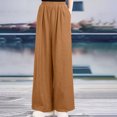 thumbnail image 2 of Kilaqueen Women's Palazzo Cotton Linen Pants Wide Leg Casual Loose Elastic Waist Beach Travel Vacation Harem Pants with Pockets, 2 of 6