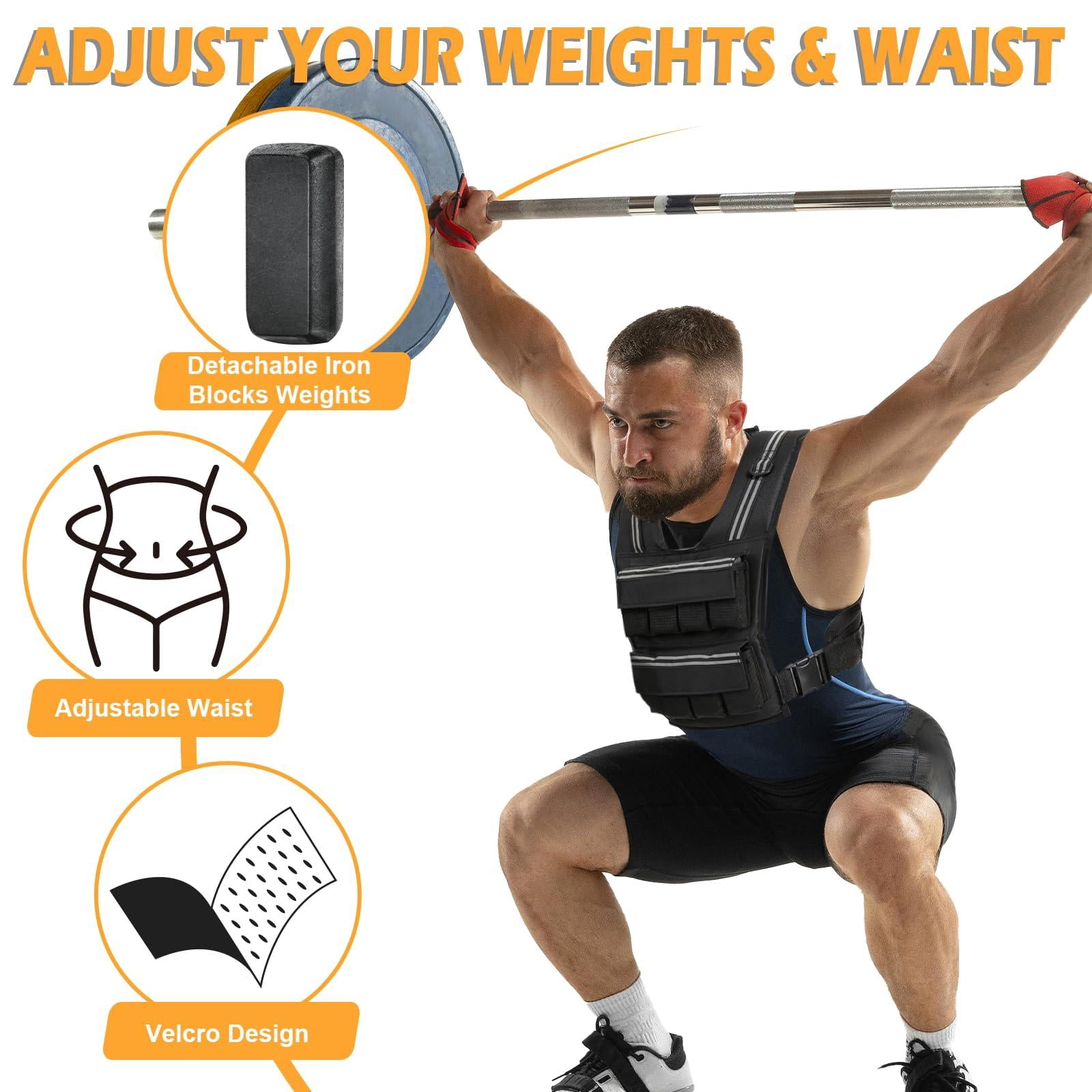 Black 30 LB Adjustable Weighted Vest for Strength Training Workout Running Walking