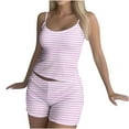 thumbnail image 6 of Wiyuqeen Pajamas for Women Set Two Piece Sleeveless Crop Top and Shorts Cute Striped Print Lounge Cami Pj Set Sleepwear Loungewear, 6 of 9