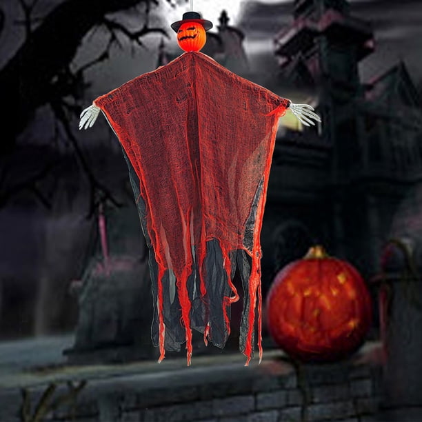 Calabaza de Halloween con Diseño de Calavera, Esqueleto Espeluznante, Decoración de Exterior Aterradora, Accesorio de Terror para Patio o Porche, Ambiente de Fiesta Espeluznante, Tela Duradera, Tamañ