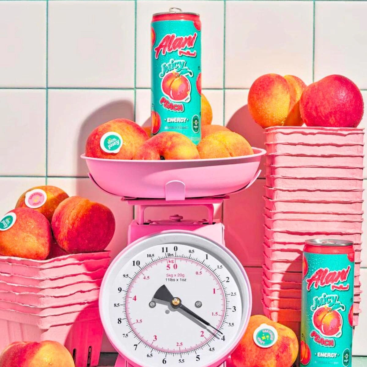 Alani Nu Energy Drink Juicy Peach Flavor 12 fl oz Cans, 8 Pack Low Calorie Sugar Free Energy Beverage