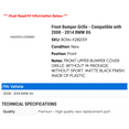 thumbnail image 2 of Front Bumper Grille - Compatible with 2008 - 2014 BMW X6 2009 2010 2011 2012 2013, 2 of 2