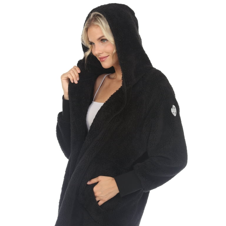 Black hooded cardigan with pockets top