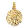 thumbnail image 2 of Diamond2Deal 14K Yellow Gold Sand Dollar Pendant for Women (L- 0.83 inch, W- 0.6 inch), 2 of 6
