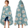 thumbnail image 3 of Teal Daisy Flower Golden Centers Pattern Hooded Bath Towel，60"x35" for Ages 3 To 12 Kids, Quick Dry Lightweight Soft Microfiber Hood Beach Towel Cover Up for Kids, 3 of 7
