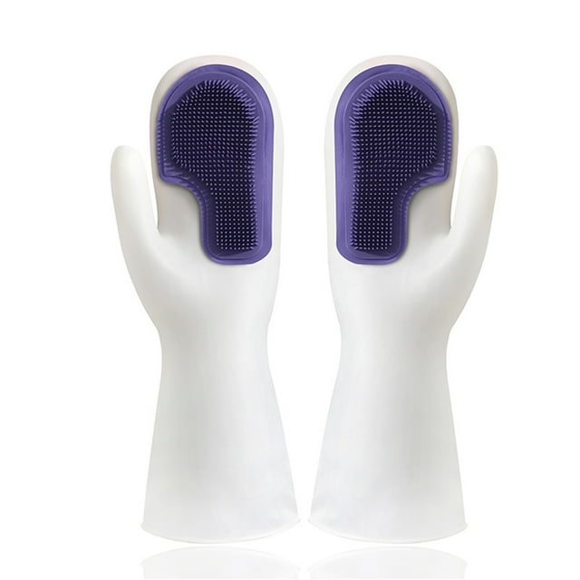 Guantes para lavar platos con cepillo, guantes para lavar platos con cepillo de limpieza, guantes para lavar platos de PVC, guantes para tareas domésticas, rendimiento impulsado