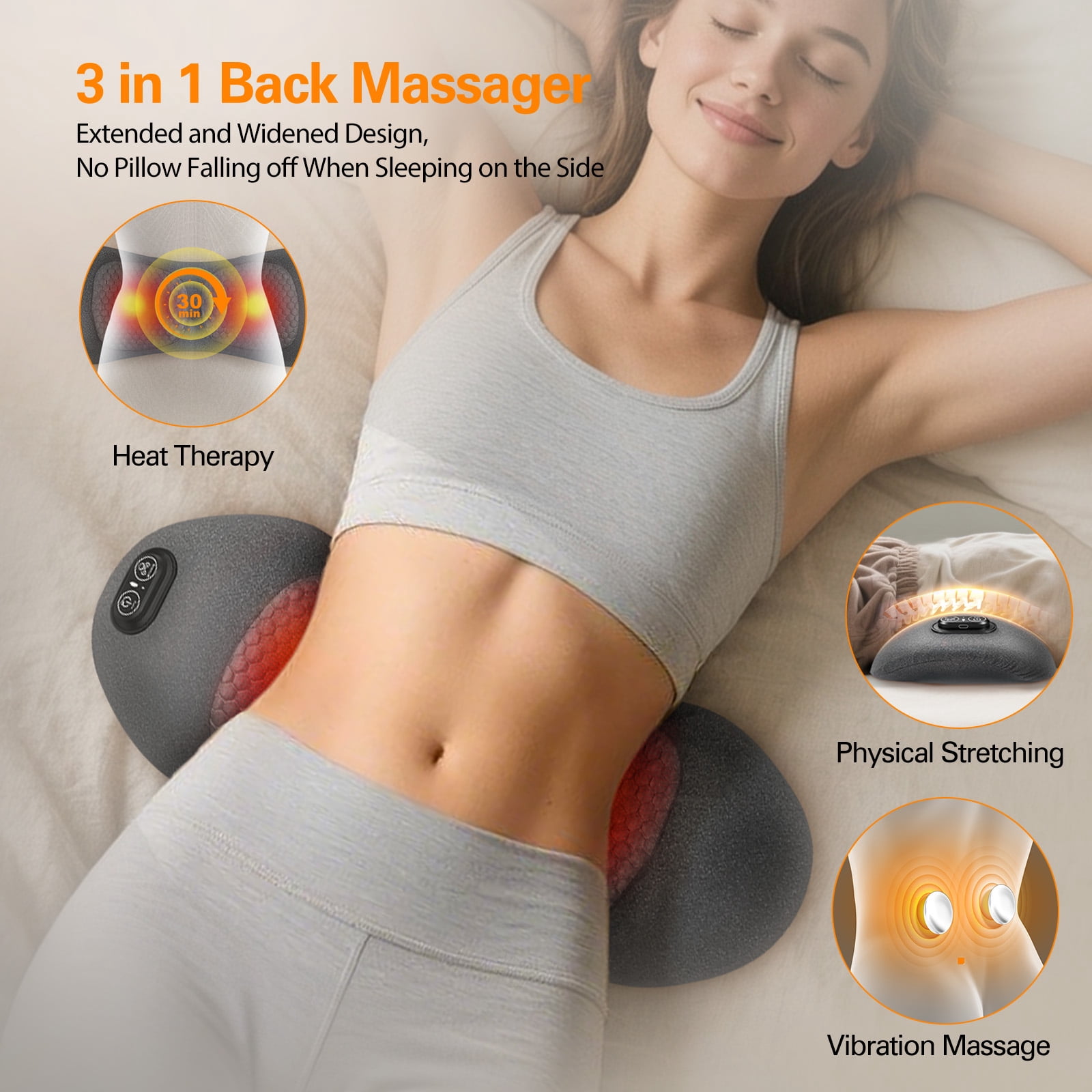 Triple Fusion Back Massager, 2026 New Triple Fusion Massager for Sciatica, with Electric Traction Lifting & Heat Compress, All-Round Support, Relieve Neck/Shoulder Discomfort