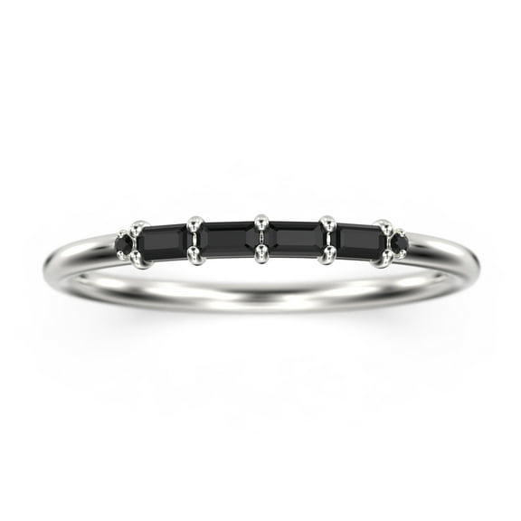 0.26ct black diamond moissanite 18K White Gold Over Silver Morse Code Rings