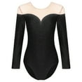 thumbnail image 3 of TiaoBug Sheer Mesh Long Sleeve Dance Leotards for Womens Ballet Leotard Gymnastics Bodysuit Black L, 3 of 7