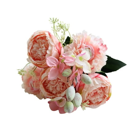 FENGYIKEJI Artificial flowers Clearance 5 Bundles Artificial Peony Flowers Rose Home Party Wedding Decorative Fake Roses Bouquet