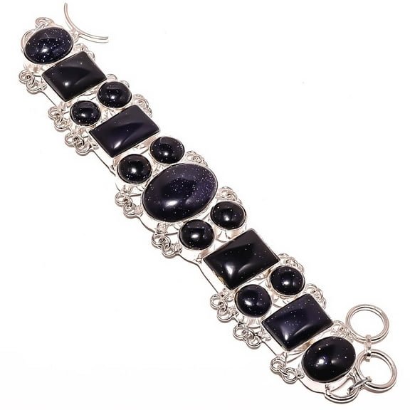 Blue Sunstone 925 Sterling Silver Ethnic Bracelet 7-7.99" TB70-383, Gemstone Silver Jewelry, New Year Sale, Valentin's Day Gift