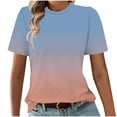 thumbnail image 3 of Ichuanyi Womens Summer Tops Trendy Gradient Color Print Short Sleeve Tshirts Shirts Crew Neck T Shirts Fashion, 3 of 7