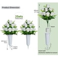 thumbnail image 2 of Artificial Cemetery Flowers,Artificial Rose Flowers with Vase,Memorial Flowers Bouquet for Cemetery,Outdoor Grave Headstones Decoration (Purple), 2 of 5