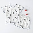 thumbnail image 2 of Paguaki Girls' Pajama Sets 2 Lounge Sets Graphic Short Sleeve Crew Neck Top Elastic Waist Shorts Loungewear Sets Summer 2 Outfits, 2 of 4