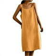 thumbnail image 2 of Ahuyic Womens Casual Dress,Womens Plus Size Dress,Womens Spring/Summer Sling Solid Color Dress Sling Round Neck Dress,Yellow,L, 2 of 4