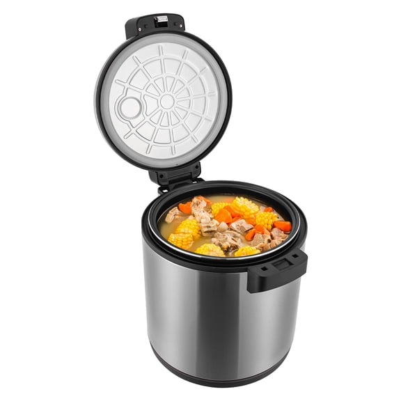 100 Cup Electric Rice Warmer with 2 Temp Settings (154°F-161°F) - Commercial Food Warmer for Rice, Soup & Dishes | Stainless Steel   Aluminum Alloy, Free Standing (Stainless Steel)