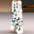 thumbnail image 1 of Robes pour Femmes Robe Longue Aguichant à Imprimé Numérique pour Femmes Col en V avec Poches Robe à Manches Longues Chemises de Robe en Liquidation, 1 of 5