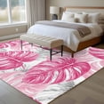 thumbnail image 4 of 5'x8' Area Rugs, Pink Palm Leaf Indoor Outdoor Area Rug for Living Room Bedroom, Tropical Vintage Grey Summer Plant Washable Bathroom Rugs Kitchen Floor Carpet Mats Home Decor Aesthetic, 4 of 8