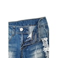 thumbnail image 4 of KIDSCOOL SPACE Baby Girls Jeans, Lace Patchwork Cuffed Bottom Ripped Denim Pants,Blue,3-4 Years, 4 of 6
