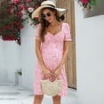 thumbnail image 3 of Womens Shirred Maternity Dresses Short Sleeve Dresses with Ruffe Trim Ruched Flounce Hem Dress, 3 of 5