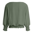 thumbnail image 4 of COMVALUE Banded Bottom Tops for Women Smocked Tops Elastic Cinched Waist Top Dressy Blouse 3/4 Length Sleeve Casual Outfits Army Green for Size M, 4 of 7