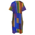 thumbnail image 4 of Kente Cloth Vestido de manga larga para niñas estampado de Ghana África occidental bolsillo Suelto, 4 of 6