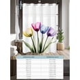 thumbnail image 6 of No Hook Cloth Fabric Shower Curtain with Snap in Liner, Colorful Tulip Waterproof Shower Curtains Set with See Through Top Window, Farmhouse Luxury Flowers Botanical Bath Curtains Shower 54"x78", 6 of 6
