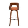 thumbnail image 5 of Trilogy Mid-Century Modern Barstool In Walnut And Orange Fabric - Set Of 2, 5 of 8