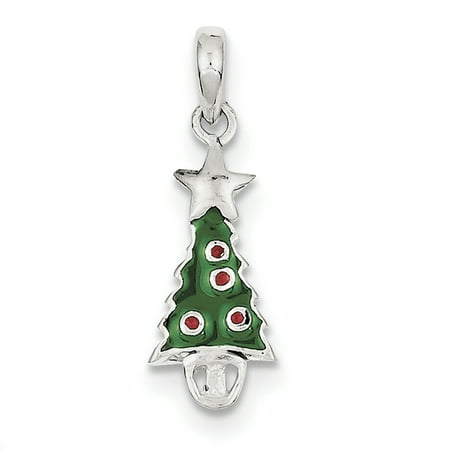 Sterling Silver Three Stars - Sterling Silver Enameled Christmas Tree with Star Pendant